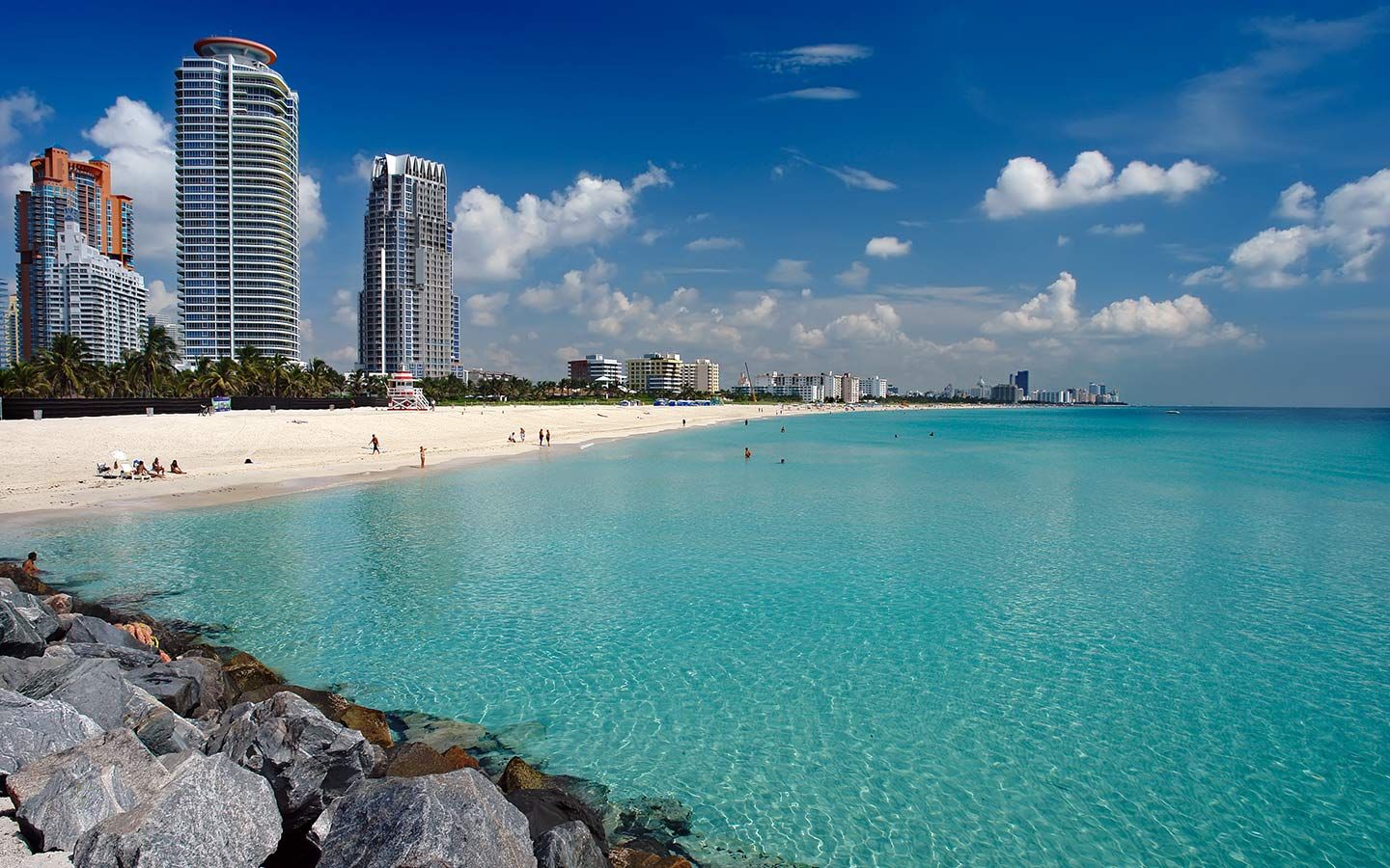 Miami Beach cityscape viewed across the water