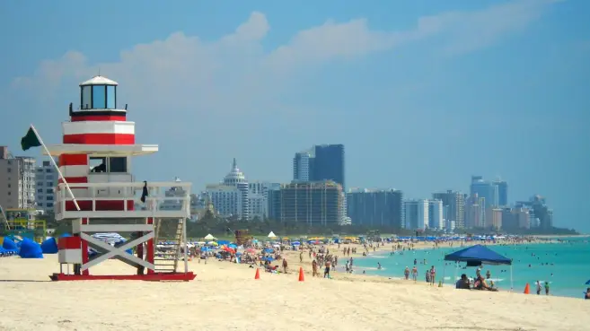 Miami Beach waterfront at golden hour